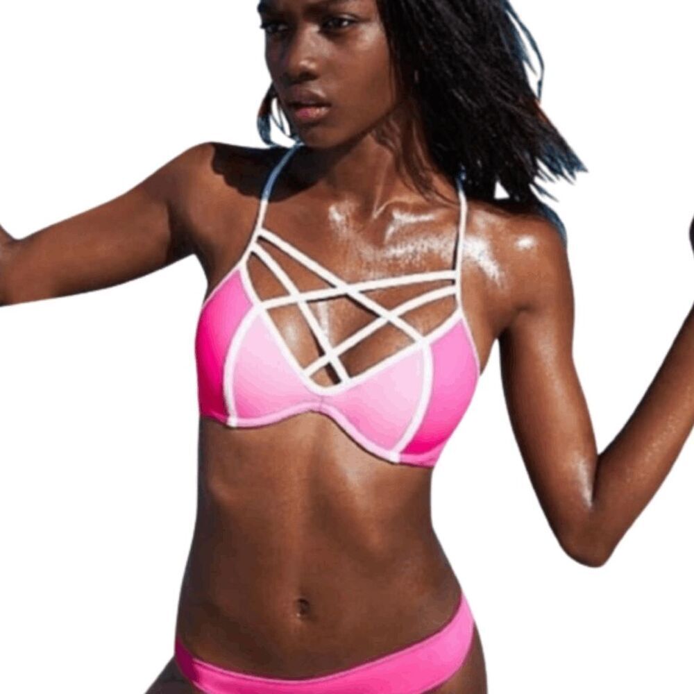 NWOT VICTORIA'S SECRET PINK Strappy Two Piece Swimsuit Size M-L